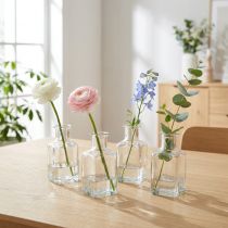 Artikel Mini glazen vaasjes als decoratie voor minimalistische interieurs en modern wonen, 11 cm, 6 stuks