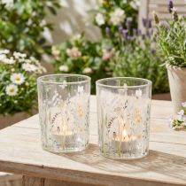 Artikel Decoratieve glazen lantaarn met vlinderweidemotief voor stijlvolle woonaccessoires, 18 cm, 2 stuks