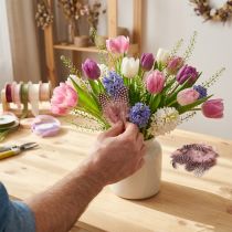 Artikel Echte parelhoenveren roze met stippen 4-12cm 100 stuks