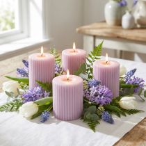 Artikel Stompkaarsen lila groefkaarsen decoratie 70/90mm 4 st
