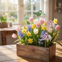 Artikel Lentedecoratie Bloemplug Houten Vogeldecoratie 7×10cm 12 st.
