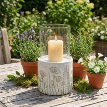 Artikel Kandelaar lantaarn glas met voet Ø17cm H32cm