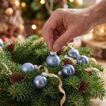 Artikel Mini kerstballen glas blauw mat/glanzend Ø2cm 44 st