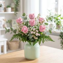 Artikel Kunstrozen roze wasrozen decoratieve rozen was Ø6cm 18 st
