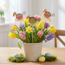 Artikel Vogel Bloem Plug Houten Lente Decoratie Decoratieve Vogel op Stok 8cm 12 Stuks