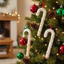 Artikel Candy Cane Decoratie Kerst Hangend Wit Kleurrijk 20cm Set van 6