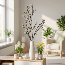 Artikel Magnolia Kunsttak Lente Decoratie Tak met Knoppen Bruin Wit L135cm