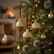 Artikel Eikels om op te hangen, Advent, boomdecoratie, herfstdecoratie H6,5cm Ø4cm 6 st.
