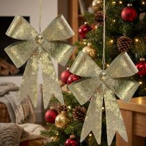 Artikel Lussen van metaal, kersthanger, adventsdecoratie gouden, antieke look H18cm B12.5cm 2st
