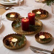 Artikel Metalen borden voor decoratie, tafeldecoratie, kaarsenbakje rond goud antiek look Ø7,5/10/12/15/18cm H2cm set van 5