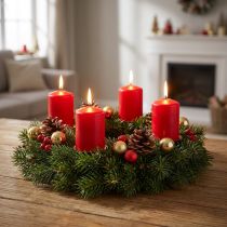 Artikel Stompkaarsen rood Adventskaarsen kaarsen rood 70/50mm 24 st