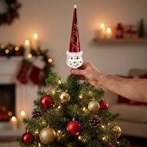 Artikel Boomtopfiguur Sneeuwman 30cm Rood, Wit