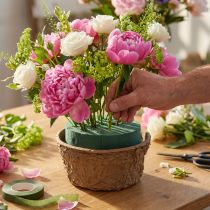 Artikel Nat steekschuim met bakje voor bloemen H10cm Ø16cm 2 st