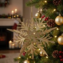 Artikel Sneeuwvlok 3D-effect goud 16cm x 15,5cm 2 st