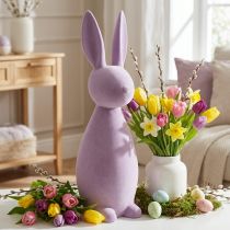 Artikel Decoratief paashaasje, lila-paars met fluweelachtige afwerking, H69cm