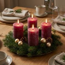 Artikel Stijlvolle effen bessenpilaarkaarsen 70x100mm, set van 4 – decoratie, feestelijk, modern