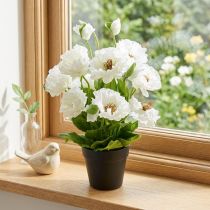 Artikel Papaver in een pot witte zijden bloemen florale decoratie