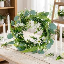 Artikel Kunstmatige eucalyptuskrans met varen, madeliefjes en jasmijn, deurkrans, decoratieve krans, tafeldecoratie