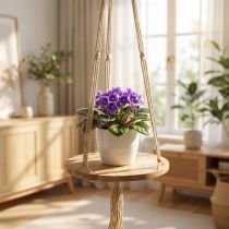 Artikel Plantenschommel, bloemenbakje aan touw, hangmand met macramé Ø34cm L84cm