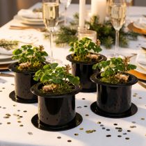 Artikel Decoratieve cilinder, nieuwjaarsdecoratie, hoed voor planten, nieuwjaarsplantenbak, zwart, H5cm, L8cm, 20 stuks