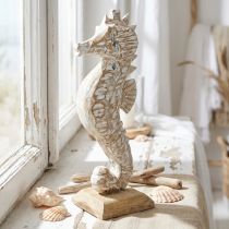 Artikel Seahorse Deco Wit Hout Maritieme Decoratie Deco Figuur H38cm