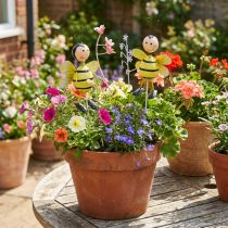 Artikel Bloemplug bij met bloem, metalen decoratie lente zomer 4st