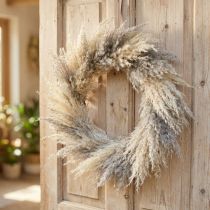 Artikel Krans van gedroogd pampasgras, Boho deurkransdecoratie, natuurlijke gedroogde bloemen Ø31cm, wandkrans