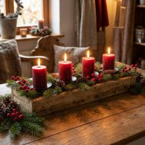 Artikel Tafeldecoratie Adventskandelaar kaarsenbak hout L48cm