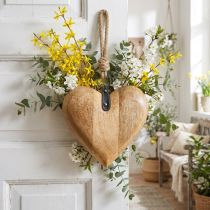 Artikel Houten hart, decoratief hart om op te hangen, hartdecoratie H19cm