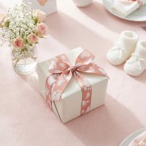Artikel Cadeaulint voor babyvoetjes, doopdecoratie, roze lint, 25 mm, 16 m