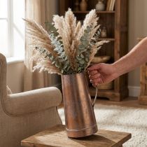 Artikel Vintage decoratieve vaas in koperlook, rustieke decoratieve kan voor droogbloemen en kunstplanten, H36cm B21cm