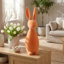 Artikel Decoratief paashaasje, fluweelachtig oranje-abrikoos, H69cm