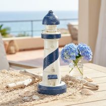 Artikel Maritieme tafeldecoratie met vuurtorenmotief, blauw-wit, Ø10,5 cm, h28,5 cm