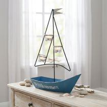 Artikel Lantaarn metaal schip maritiem decoratie blauw 38x14x55cm