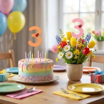 Artikel Aantal pluggen verjaardag 3 bloempluggen hout 27,5 cm 16 st