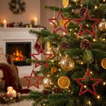 Artikel Decoratieve sterren rood glitter kleine kerststerren 4,5cm 120 st