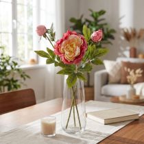 Artikel Pioenrozen Zijden Bloemen Kunstbloemen Roze Geel 68cm