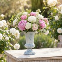 Artikel Antieke witte en blauwe kelkvormige bloemenvaas, Ø17cm H24cm
