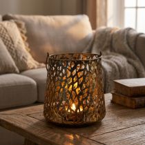 Artikel Deco lantaarn tafeldecoratie theelichthouder goud antiek 14.5cm