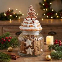 Artikel Kerstbonbonnière glas, dennenkoekenpot Ø11cm H21cm