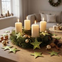 Artikel Strooidecoratie kerststerren kokos groen Ø5cm 50st
