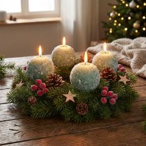 Artikel Set van 4 groene bolkaarsen 8 cm glitter sneeuwbal kerstdecoratie adventskaarsen