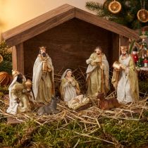 Artikel Kerststalfiguren set 8 figuren crème goud handgeschilderd 6-12,5cm