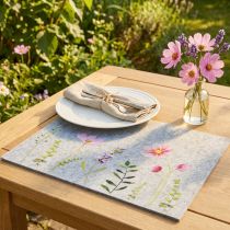 Artikel Placemat tafelonderlegger vilt bloemen 45x4,5x35cm 4st