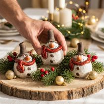 Artikel Sneeuwpopfiguur van keramiek, wit, 6,9 cm – winterse kerstdecoratie – 6 st