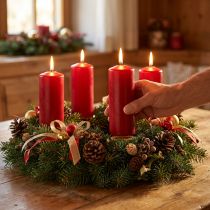 Artikel Stoerkaarsen rood Adventskaarsen oud rood 200/50mm 24st