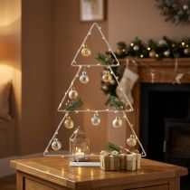 Artikel Kerstboom metaal wit om neer te zetten en te versieren 41cm