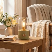 Artikel LED-tafellamp, retro tafellamp, warm witgroen, hoogte 19,5 cm