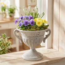 Artikel Antieke trofee met handgrepen metalen decoratie vintage grijs wit H18cm