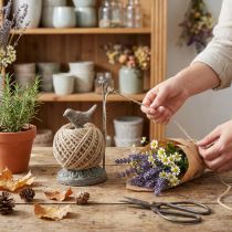 Artikel Vintage metalen kloshouder met vogel en jute garen H17cm